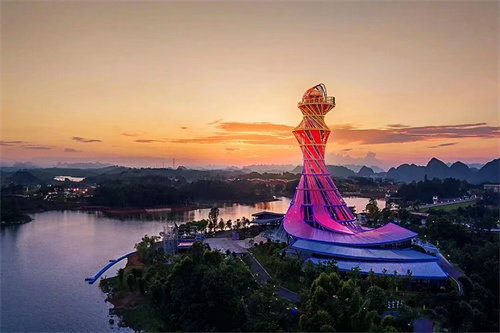 第十三届广西（河池）园林园艺博览会工程ppp项目景观塔夜景